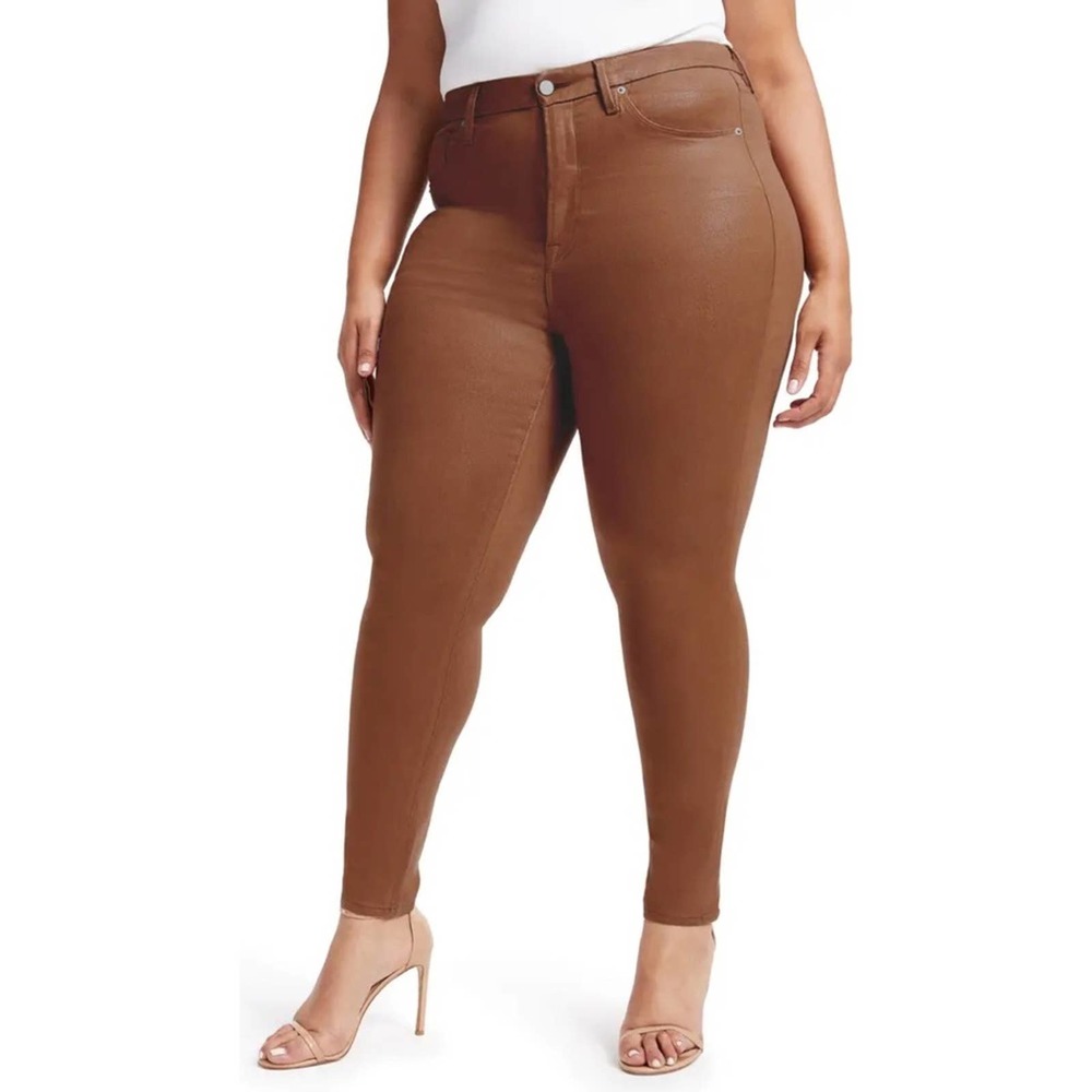 Good American Good Legs Coated Skinny Jeans in Burnt Caramel Size 22 NWT